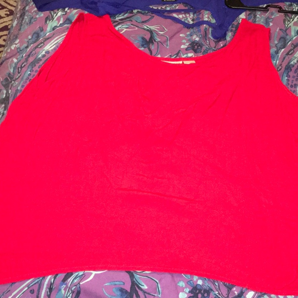 Red sleeveless top